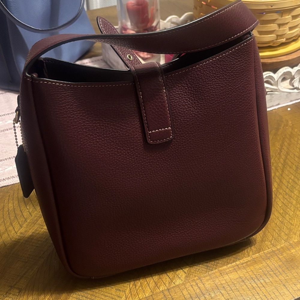 Coach Pebbled Leather Shoulder Bag in Wine - Picture 4 of 6